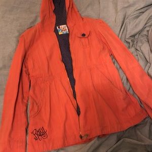 Orange Roxy Hooded Jacket. Size Small